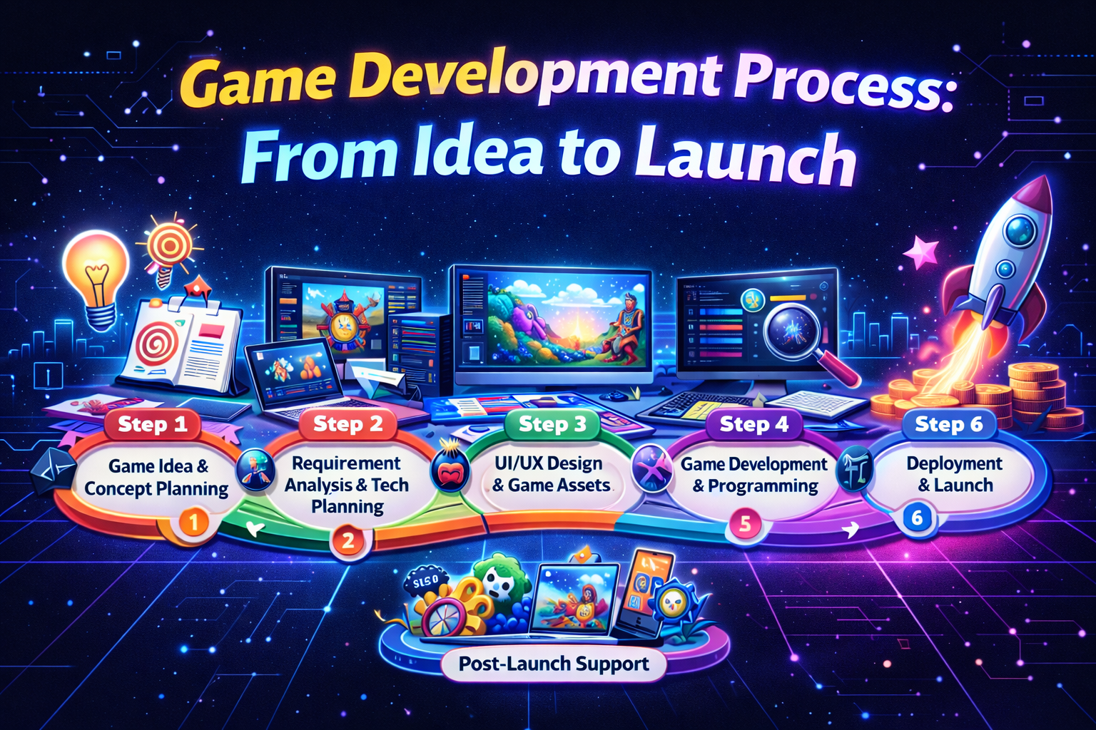 Game development process from idea to launch